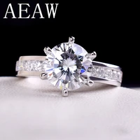 aeaw 2ctw 8mm f round cut engagementwedding moissanite diamond ring double halo ring platinum plated silver
