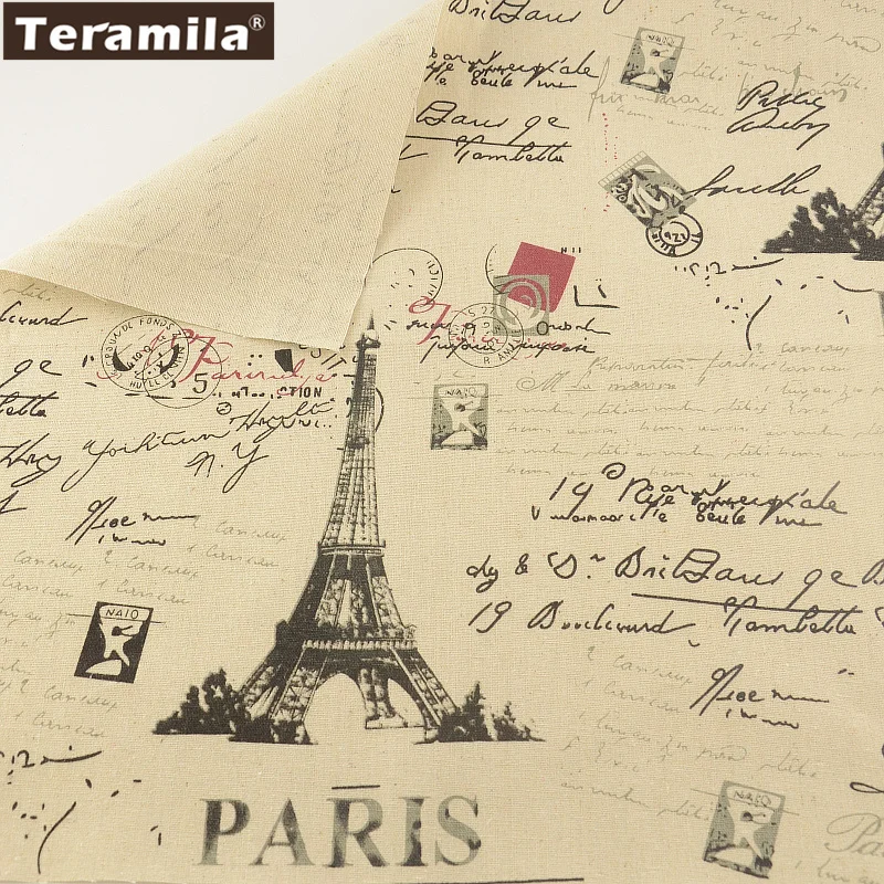 Домашний текстиль башня и слова хлопок лен ткань TERAMILA швейный материал Tissu
