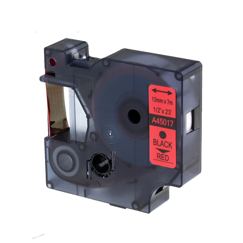 10 упаковок 12 мм Dymo D1 45017 черный на красном совместимом S0720570 Labelmaker лента цвет и клей