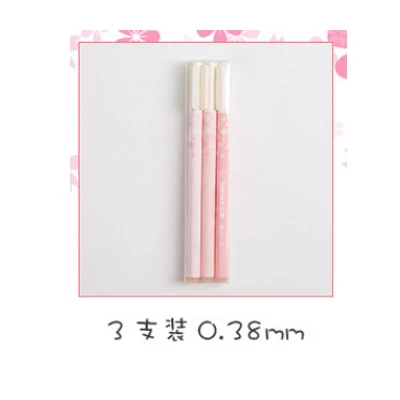 Pink 3 pieces 0.38mm Корейская цветущая вишня розовая и Мятная гелевая ручка, набор тонких ручек, макарон, Подарочные канцелярские принадлежности для офиса и школы 0,5/0,38 мм - Цвет: Pink 3 pieces 0.38mm