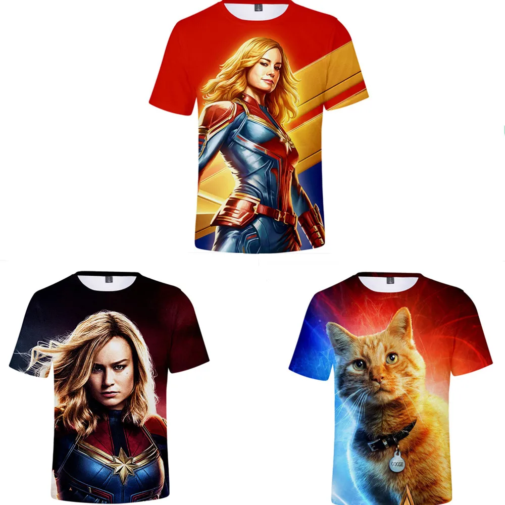 Новые мстители капитан Марвел Косплей Костюм Carol Danvers Мужская и женская футболка