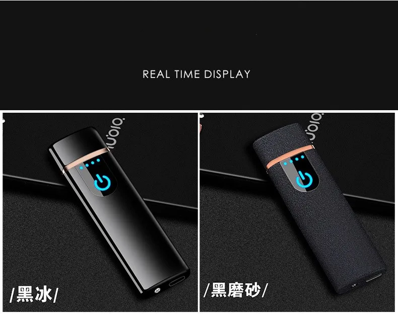 Новинка, тонкая usb зарядка, зажигалка с сенсорным экраном, электронные зажигалки для сигарет, маленькая перезаряжаемая электрическая зажигалка, ветрозащитная, подарок для мужчин