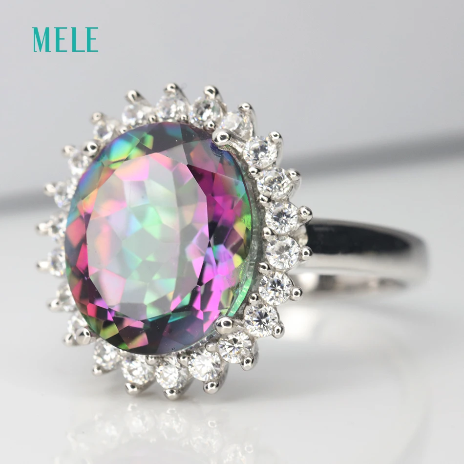 Натуральный мистический кварт Серебряный ювелирный набор Овальный 10 мм * 12 для