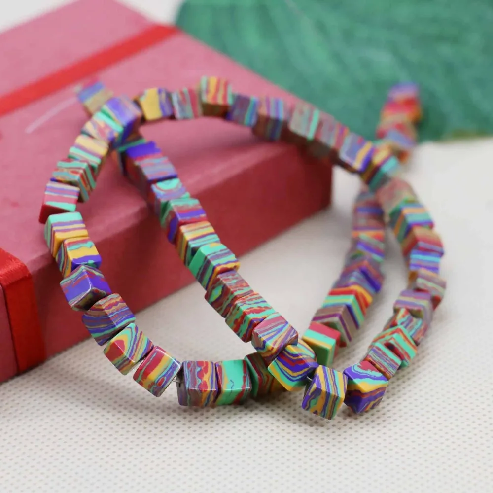 6mm Fashion Cube Rainbow Turkey Stone Loose DIY Beads Women Jewelry Crafts Making Design 15inch Girls Gifts For Bracelets | Украшения и