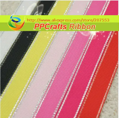 1/4" (6MM) Sliver Edge Grosgrain Ribbon Yellow/Pink/Hot Pink/Shocking Pink/Red Colors~ 100yds/roll