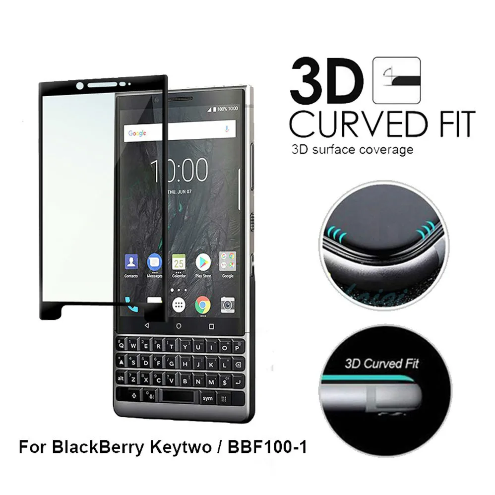 Для Blackberry Key2 BBF100 Прозрачная силиконовая искусственная 3D изогнутая 9H
