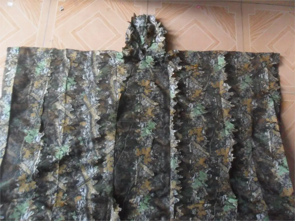 Листовое пончо джунгли ghillie Костюмы охотничьи камуфляжные 3D Bionic Leaf Yowie Mesh для охоты add uttons более удобные
