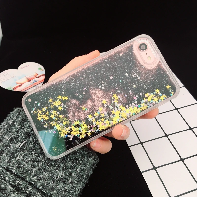Чехлы для телефонов iphone 6 6s SE женские жидкие блестящие звезды песок девчачье