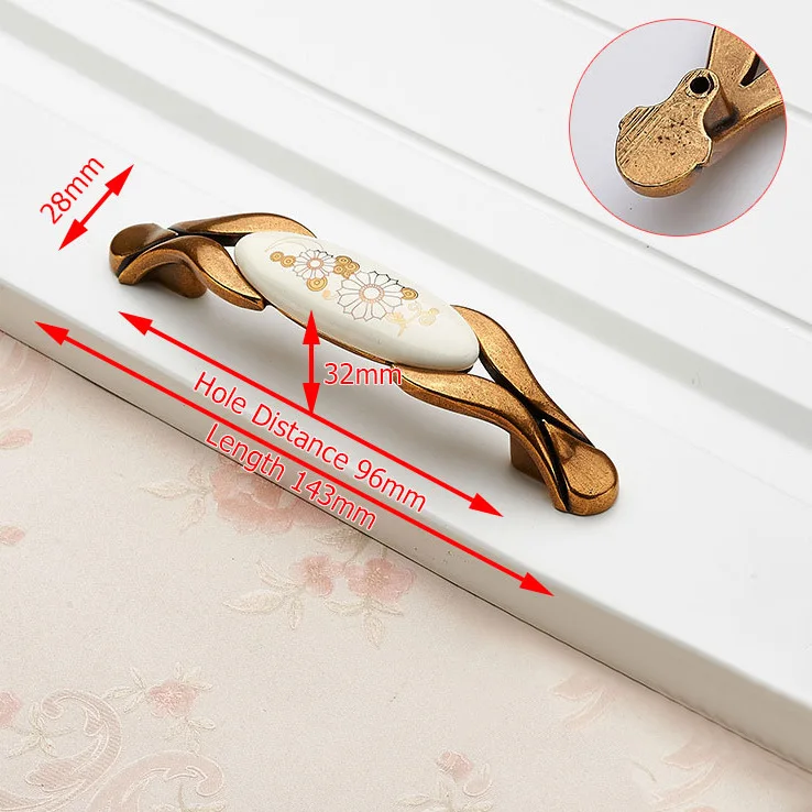 Handle-LS2012-96 KAK винтажные бронзовые керамические ручки для шкафов, ручки для ящиков, ручки для шкафа, двери шкафа, европейские ручки для мебели, фурнитура для шкафа - Цвет: Handle-LS2012-96