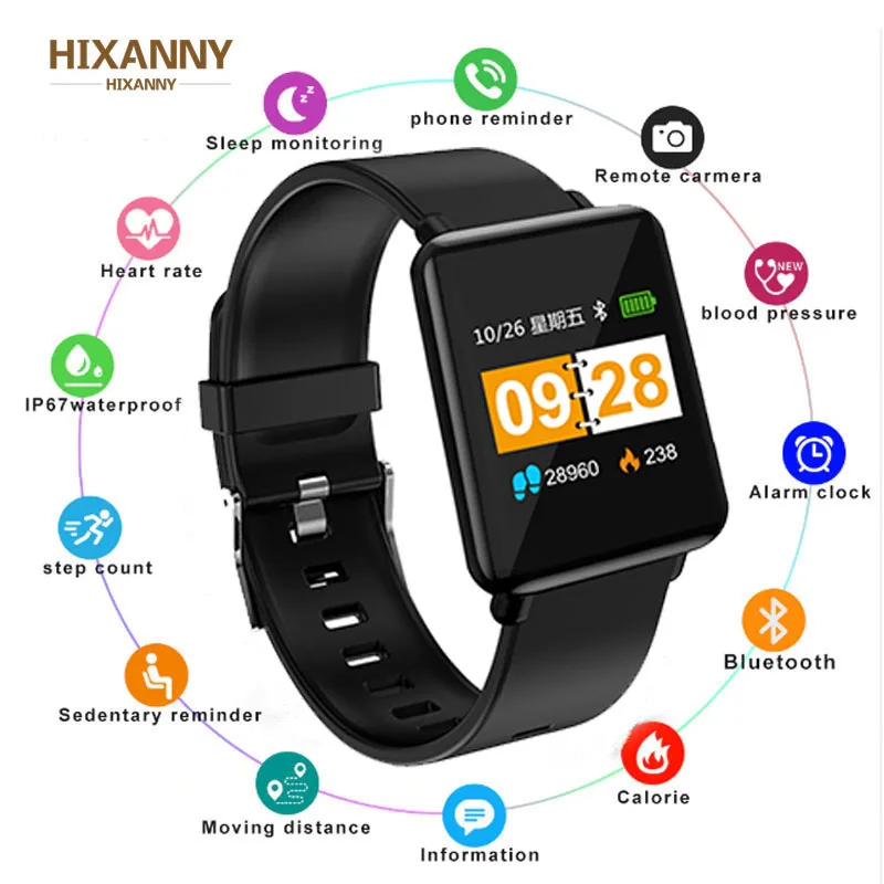 Smart Watch J10 Heart Rate Bracelet Sleep Monitor Fitness Tracker Blood Pressure Color Screen Activity Band | Электроника