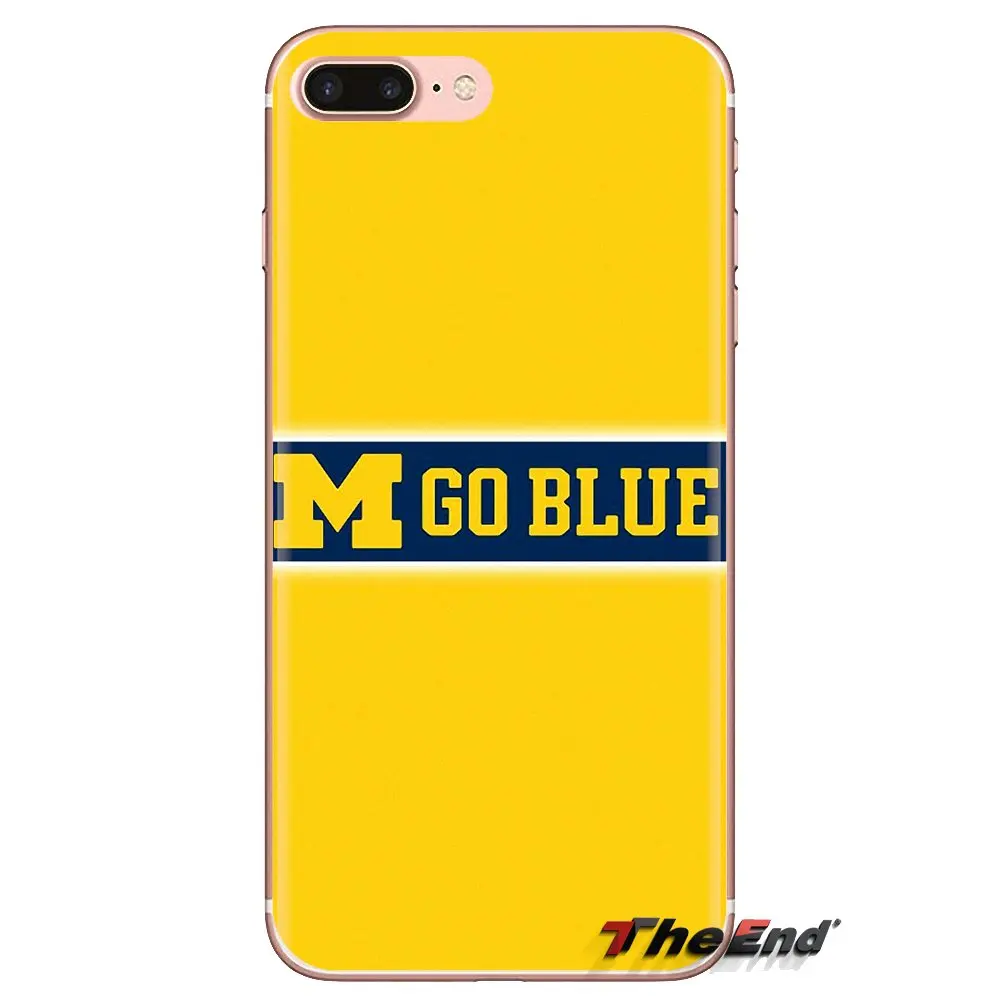 Soft Transparent Cases Go Blue Michigan Football M Logo For iPod Touch Apple iPhone 4 4S 5 5S SE 5C 6 6S 7 8 X XR XS Plus MAX |