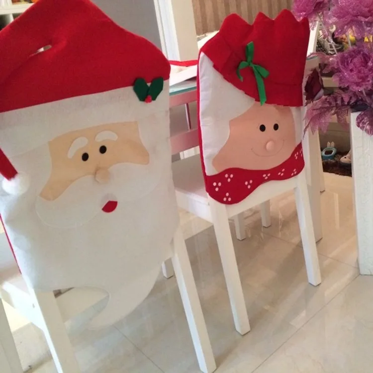 

Non-woven fabric Mr and Mrs Santa Claus Christmas Kitchen Chair Covers 2 Piece Set Wholesale