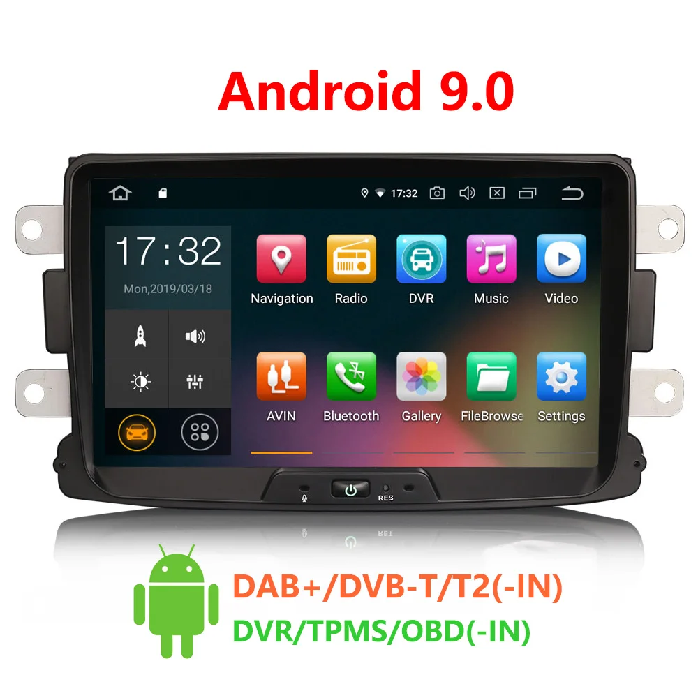 Erisin 4829 8 &quotAndroid 9 0 автомобильный мультимедийный плеер навигация GPS радиоприемник