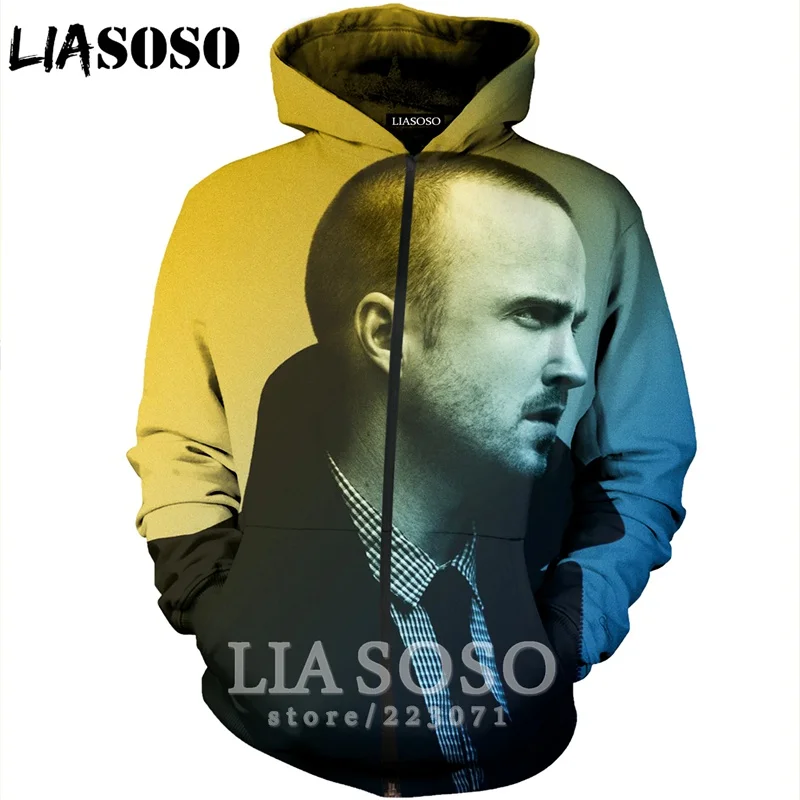 LIASOSO Новая мода для мужчин и женщин 3D принт сериал Breaking Bad Zipper толстовка унисекс