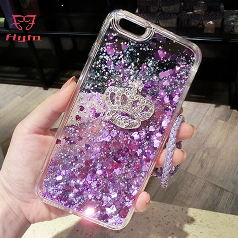 FlyTo чехол для IPhone 7 8 Plus блестки динамический зыбучий песок со стразами телефона 6 6S