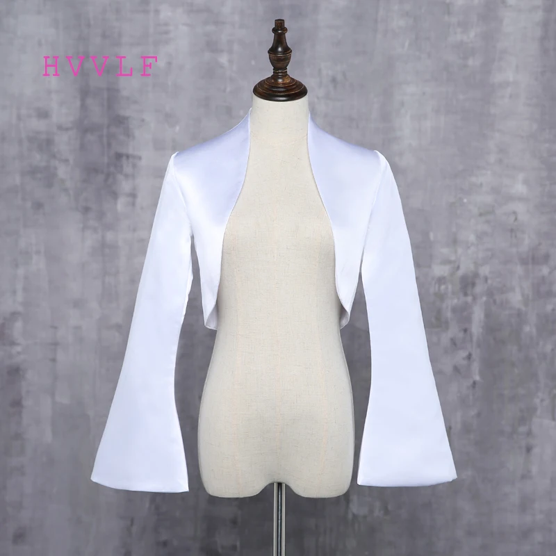 Свадебные куртки из атласа с длинным рукавом белого цвета и слоновой кости