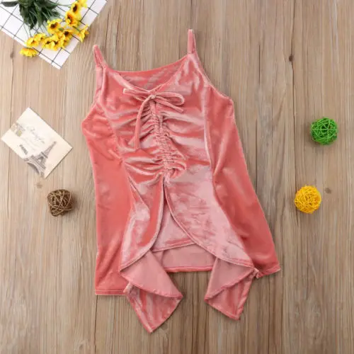 Новое розовое бархатное платье с рюшами детское для девочек без рукавов