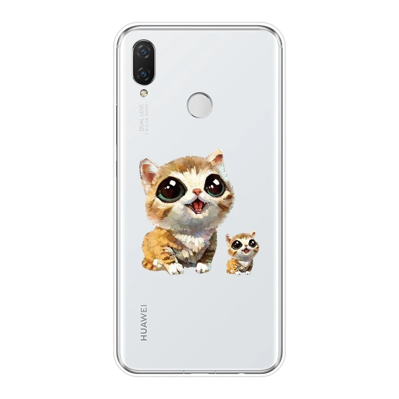 Мягкий силиконовый чехол-накладка с собакой кошкой совой для Huawei Nova Smart Lite 2017 2i 3 3I