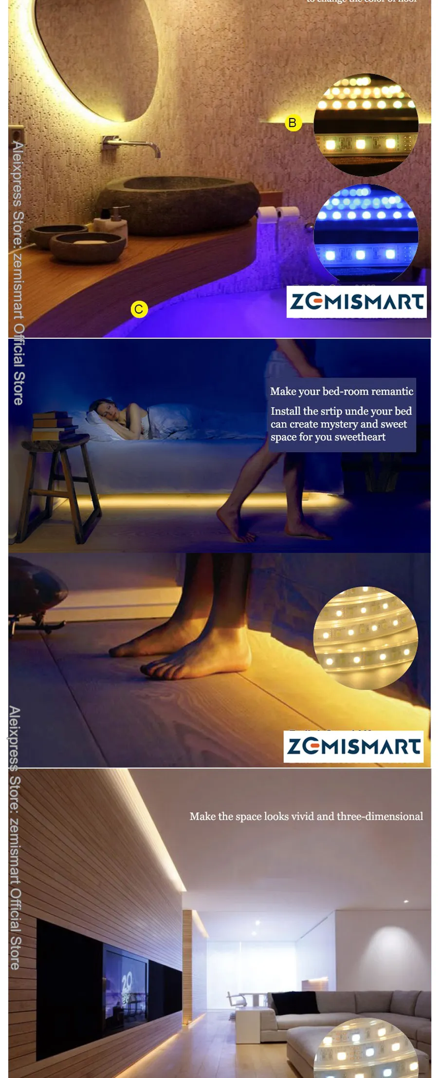 Zemismart Zigbee ZLL 3,0 драйвер с 5 м RGB светодиод низкого напряжения контрольная полоса по echo plus напрямую и эхо и google home хаб