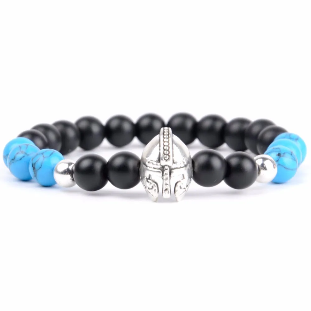 Воин шлем мужские браслеты с подвесками браслет из натурального камня для женщин