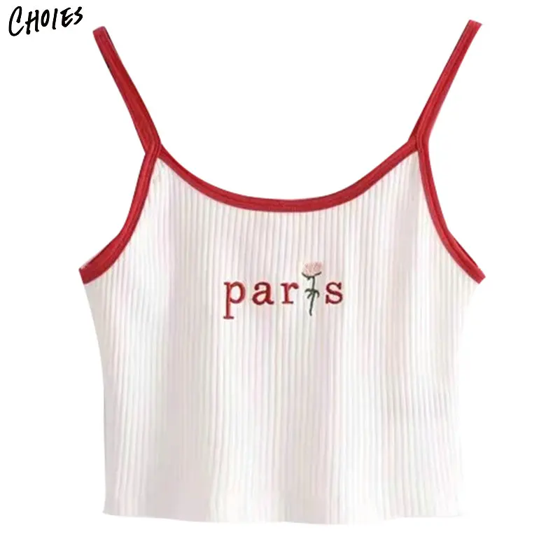 Четыре цвета на бретельках с буквенным принтом розы топы вышивкой Camiseta feminina