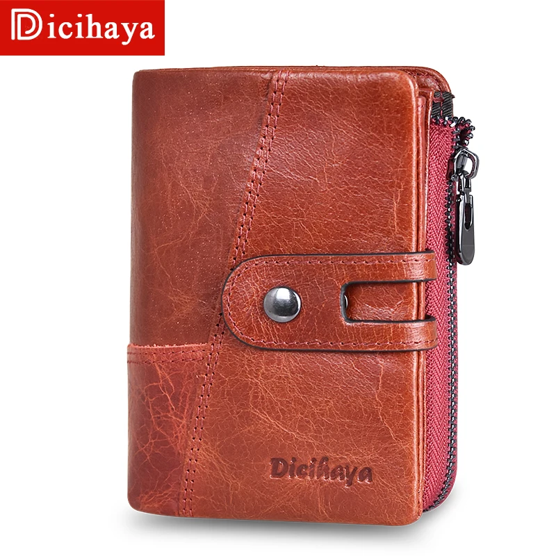 DICIHAYA New Style Genuine Cowhide Leather Women Medium Paragraph Buckle Leather Wallet Women's High Quality Coin Purse