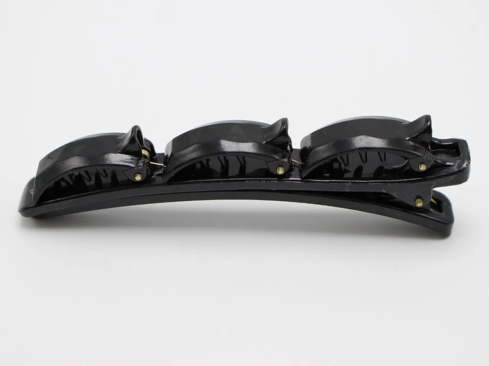 

4 Pcs Black Plastic 3-Rows Alligator Hair Clips French Twist Stylist 88mm