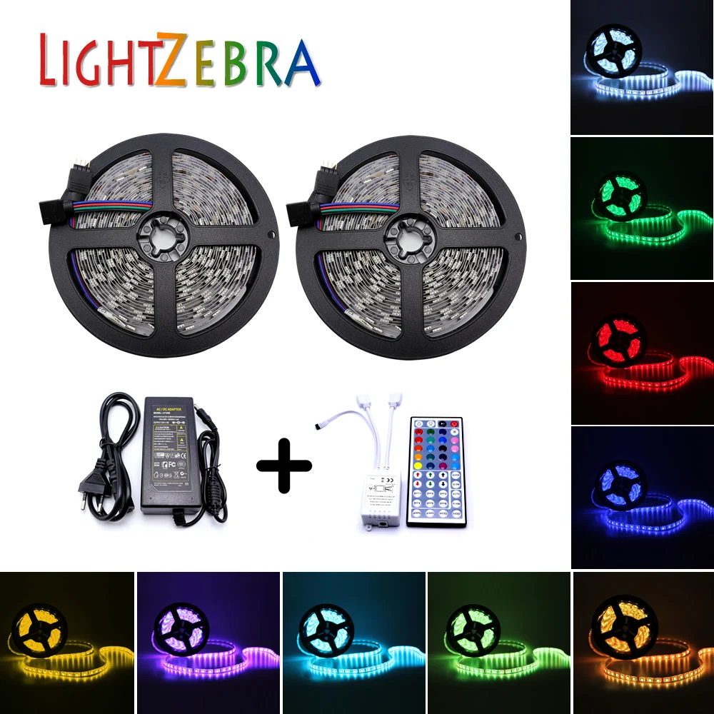SMD RGB Светодиодная лента 5050 2835 5 м 10 лампа светодиоды Диодная гибкий 44key контроллер