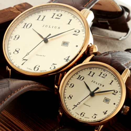 Юлий Для женщин часы топ модного бренда женский Gold Case календарь Дисплей