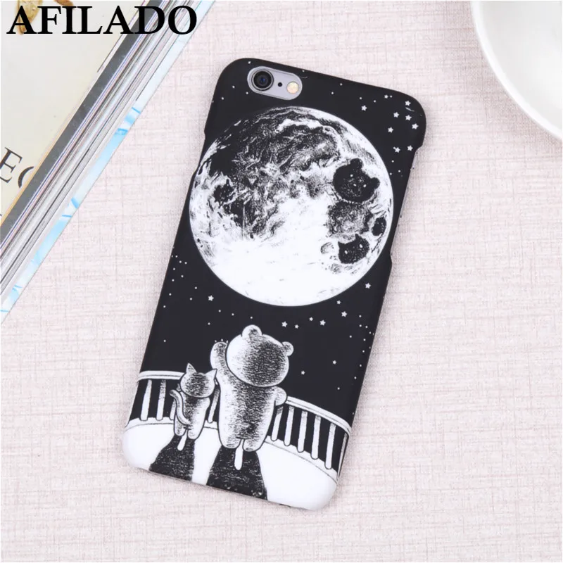 Fashion Cute Cartoon Bear Moon Stars Hard Matte Plastic Coque Case for iphone 8 X Phone Slim Cover IPhone plus | Мобильные телефоны