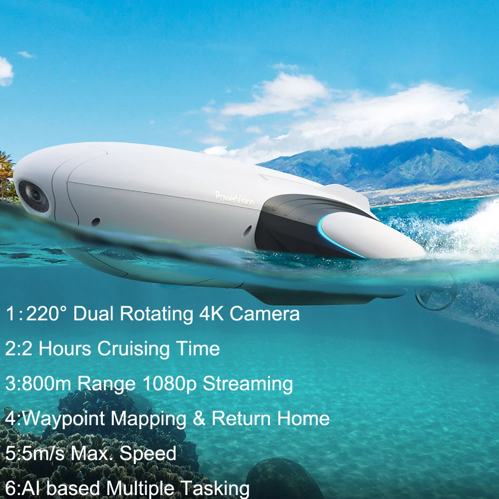 PowerVision PowerDolphin ROV подводный рыбацкая лодка с 4 K UHD Камера морской удаленно управлять подводный аппарат