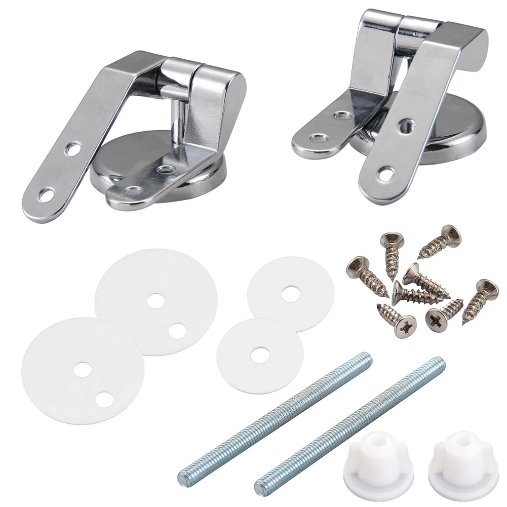 Universal Adjustable Pair of Replacement Chrome Bathroom Toilet Seat Hinge Set With Fittings Accessories Hot Sale | Обустройство дома
