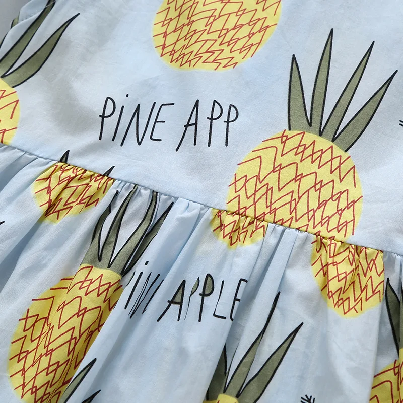 

Cotton woven pineapple print high quality cute fashion baby kids girls summer dress