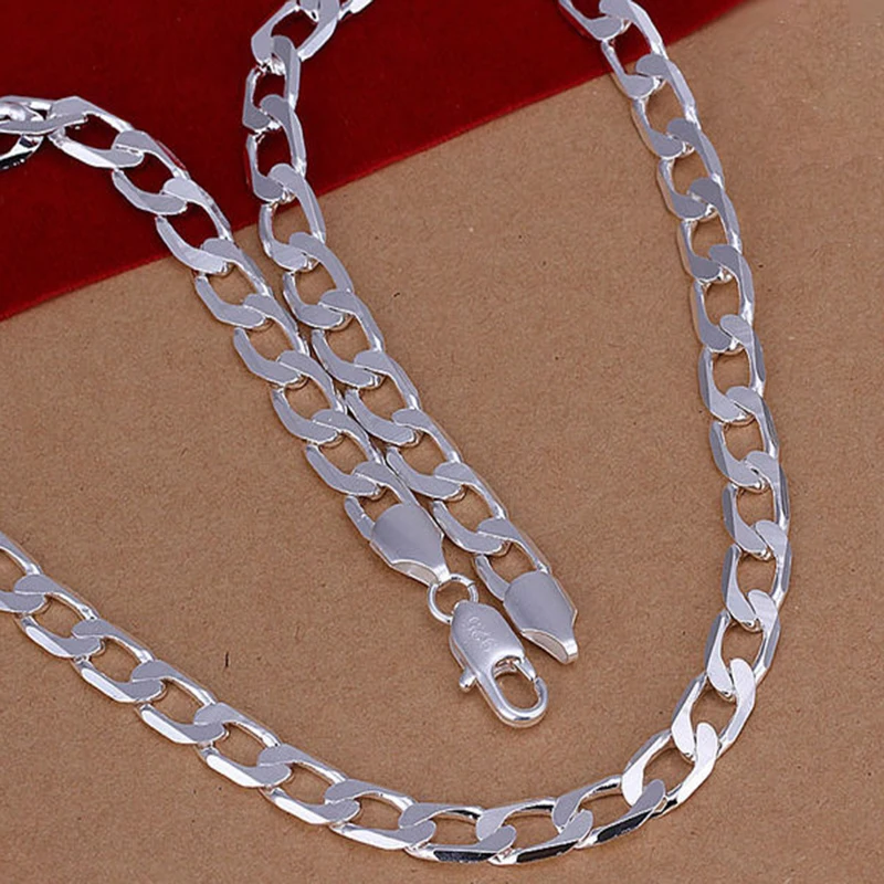Vogue Men Necklaces Fashionable Silver 8 MM Wide 20 Inches Link Chains Man Male Necklace Jewelry Boyfriends Party Gifts YNS06 | Украшения и