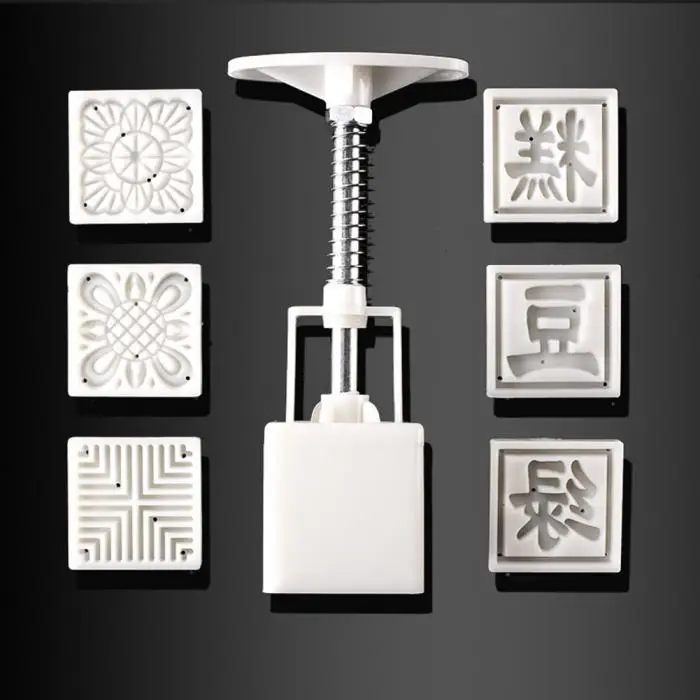 3 / 5pc square round moon cake mold hand molding machine mold, with flower print DIY mold pastry moon cake-TP