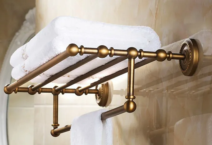 Wall Mounted Vintage Retro Antique Brass Bathroom Large Towel Rail Bar Holder Shelf Accessory mba087 | Обустройство дома