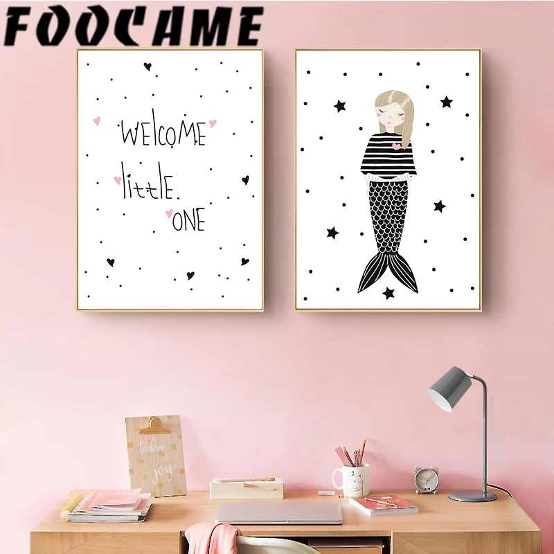 FOOCAME Картина на холсте капитан Русалка мультфильм детская Настенная картина