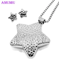 amumiu fashion star women jewelry set with cubic zircon silver color classic bridal jewelry sets for engagement jewelry js084