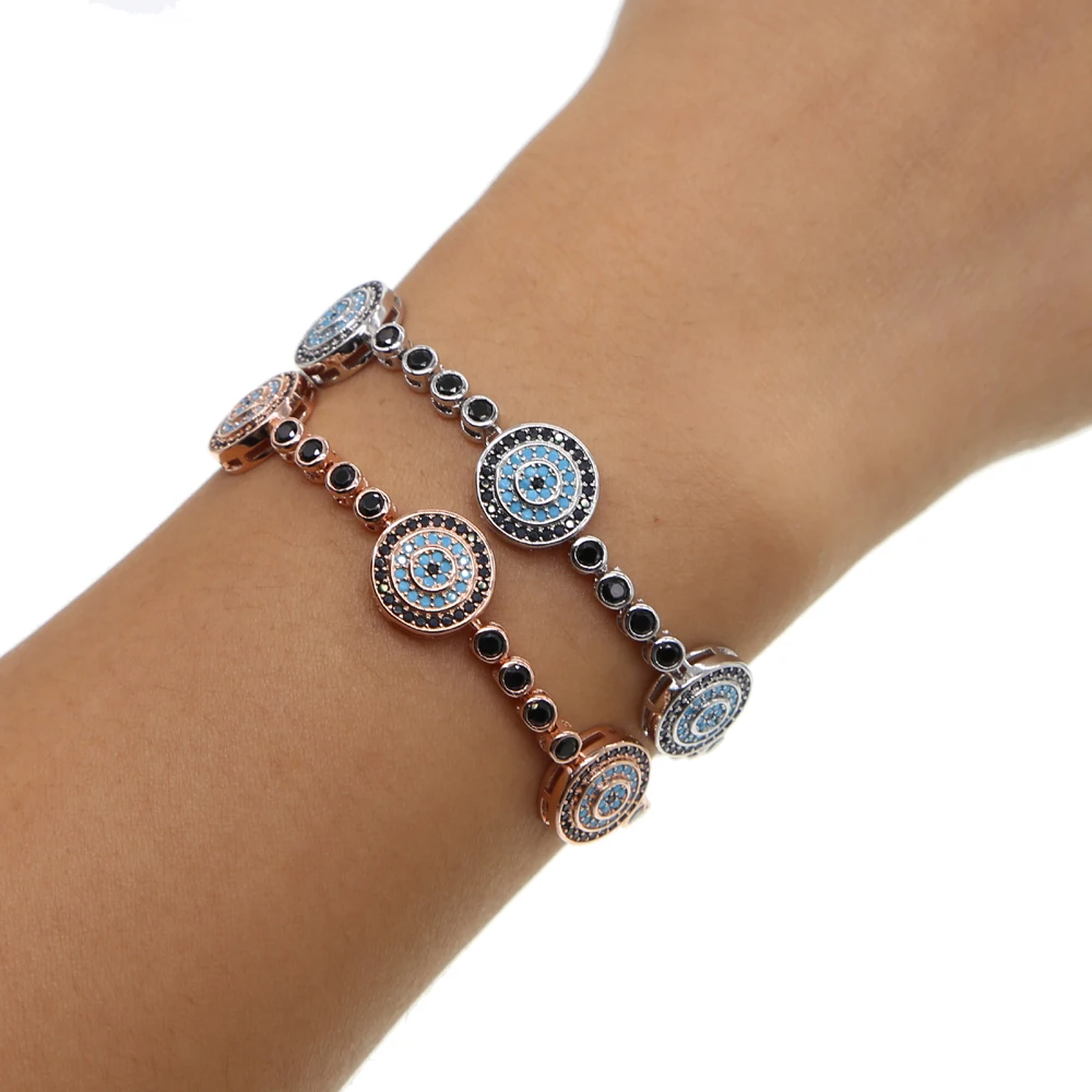 Женский теннисный браслет Pulseiras черный из бисера с цепочкой розового золота