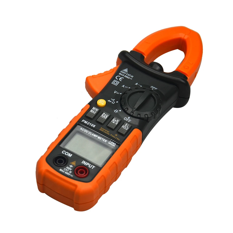 

PM2108 Digital Clamp Meter True RMS LCD Multimeter AC DC Voltmeter Ammeter Ohm Herz. Duty Cycle Multi Tester