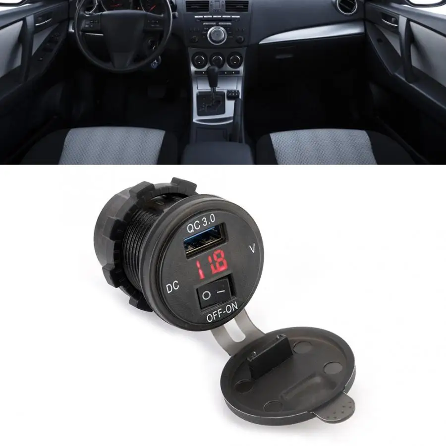 Автомобильное зарядное устройство USB для быстрой зарядки светодиодный цифровой