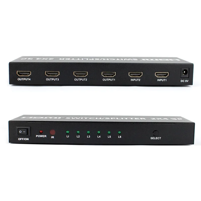 HDMI совместимый переключатель HD Splitter 2 в 4 выход с 3 5 мм Aux аудио/SPDIF аудио 2*4