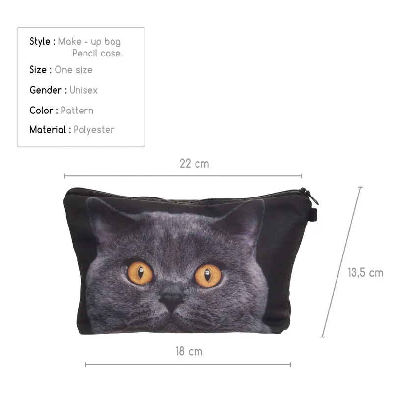Милый Кот косметички Kawaii Мультфильм Макияж сумка Чехол кожаный набор туалетных