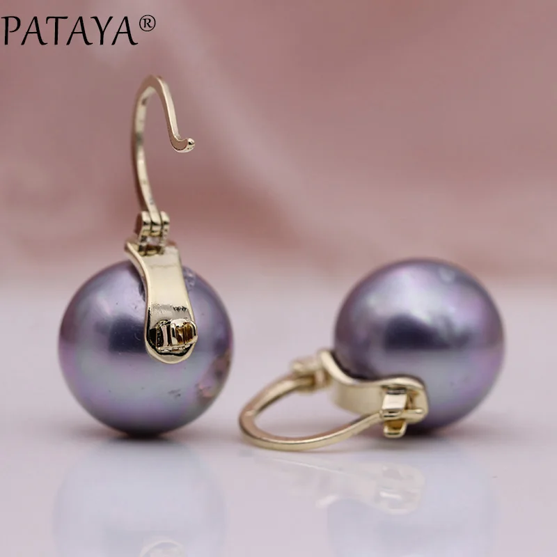 PATAYA, новинка, круглые, имитация жемчуга, длинные серьги, 585, розовое золото, женские вечерние, подарок, хорошее ювелирное изделие, простые серьги-подвески большого размера