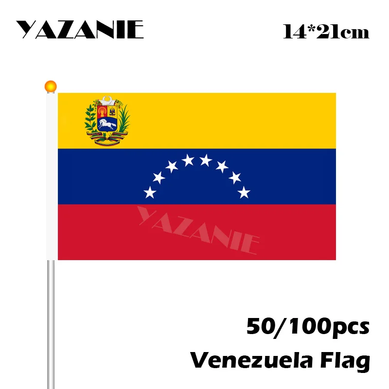 YAZANIE 14*21 см 50/100 шт маленький флаг Venezuela руки Национальный с полюсом 2018 мировая