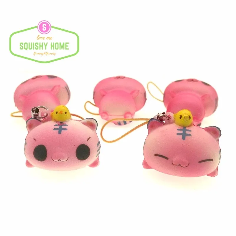 Kuutti Squishy случайный цельный розовый Kawaii Smile TIGER телефонный ремешок Yummy Sleeping / Face Up CUTE