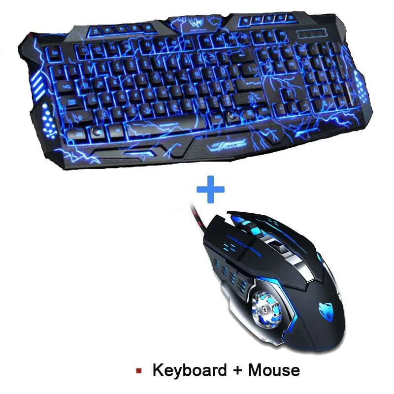 Keyboard Mice Combo Три цвета светодиодный с подсветкой профессиональная игровая клавиатура мышь комбо 6 цветов подсветка игровая мышь для ПК рабочего стола - Цвет: Keyboard Mice Combo