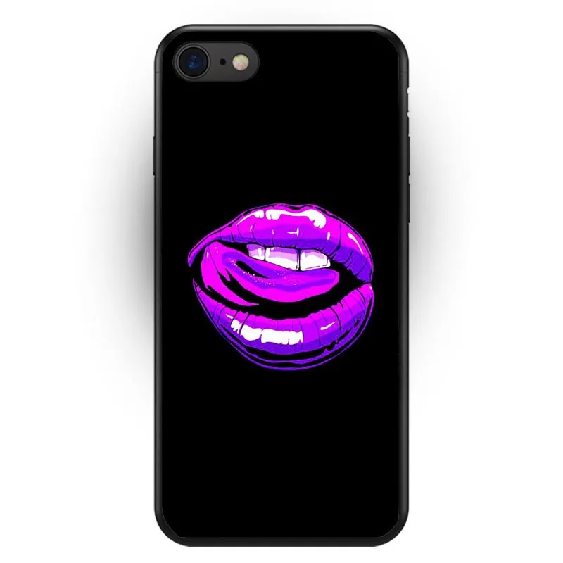 Сексуальный чехол для телефона с красными губами и вампиром iphone XS мягкий