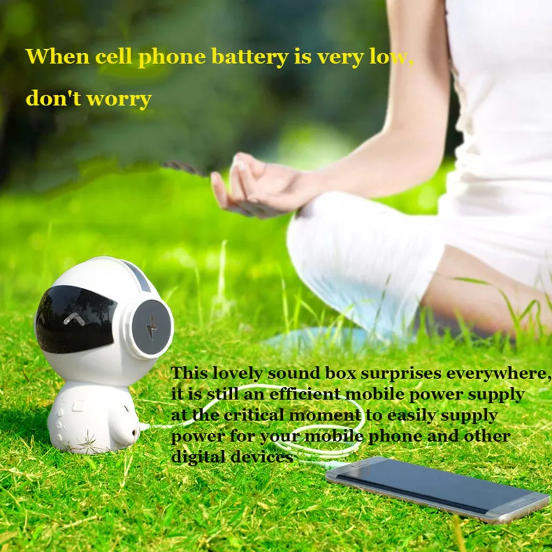 TCunPT Новый мини мультяшный робот Bluetooth динамик беспроводной с стерео Handsfree Power Bank