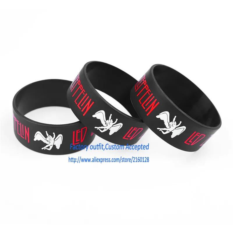 Led Zeppelin силиконовые Braclets браслет 1 ''Ширина Вентиляторы музыки на заказ принят